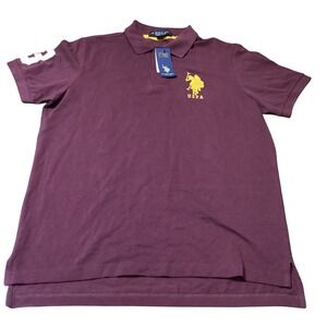US Polo Assn‎ Mens Burgundy Cotton Polo Shirt Short Sleeve Size S - NWT